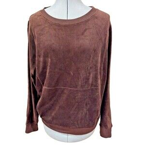 Jane and Delancey Brown Velvet Pullover Long Sleeve Casual Top - M‎